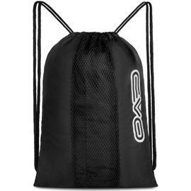 EVO Fitness Drawstring Bags - Lightweight Gym Backpack Men, Ideal for Gym Travel and Cycling Durable Mesh Material wiht Adjustable Shoulder Straps Drawstring sports bag (Black)
