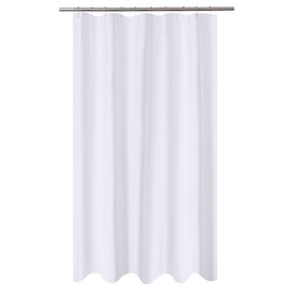 N&Y HOME Extra Long Stall Shower Curtain Liner Fabric 54 x 84 inch, Hotel Quality, Washable, Water Repellent, White Bathroom Curtains with Grommets, 54x84