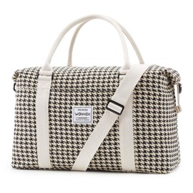 Travel Duffel Bag,Waterproof Duffel Gym Tote Bag Personal Item Bag,Large Sports Weekender Carry On Overnight Bags for Women with Wet Pocket,Duffel Hospital Bag,Houndstooth Beige