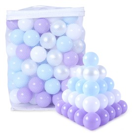 GUESVOT Ball Pit Balls Plastic Balls for Ball Pit BPA Free Plastic Balls Crush and Smash Proof Balls 100pcs 2.2" Set for Toddlers for Play Tent Tunnel (Purple+Blue+White)