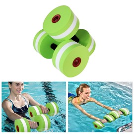 Set of 2 Water Exercise Dumbbells, Foam Removable Aqua Dumbbells with Handles, Water Dumbbells for Men Women Water Fitness (Green)