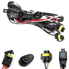 iJDMTOY H11/H8 Relay Harness Wire Kit with LED Light ON/Off Switch Compatible with Automtive Driving Light, Fog Light, Off-Road Lighting, etc