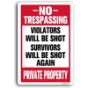 AUCCMORLY Reflective Aluminum Warning No Trespassing Sign, Violators Will Be