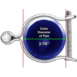 2-7/8" Chain Link Fence Gate Post Hinge - Use for 2-7/8" Outside Diameter Post/Pipe - Galvanized Chain Link Post Gate Hinge - Nut/Bolt Included for Hinge (2 Pack)