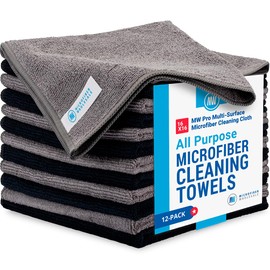 16" x 16" MW Pro Multi Surface Microfiber Towels (Black, Gray)…