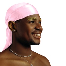 1 Pack Silk Durag for Men and Women Gift Set, Silky Satin Do Rag, Pink