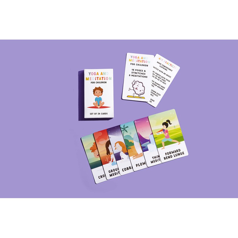 Kids Yoga and Meditation Flashcards, 24 Cards, Mindfulness Activities for