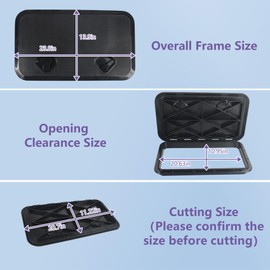 BALAVA Boat Hatch Boat Deck Access Hatch & lid 24inx 14in,Marine Inspection Hatch Access Hatch Rectangle,Inspection Hatch Cover Deck Hatch Deck Plate Hatch for Marine Caravan RV(Black)