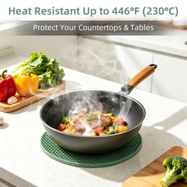 Silicone Trivets for Hot Dishes, Set of 4 Trivet Mats, Heat Resistant Hot Pads for Kitchen Countertops, Non-Slip Honeycomb Pot Holders & Counter Protectors for Hot Pots & Pans (Green)