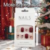 Christmas False Nails, Christmas Fake Nails, Red Burgundy Press on
