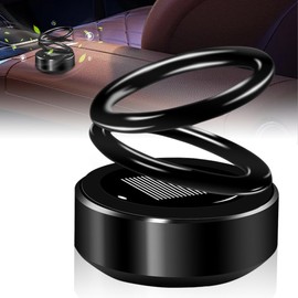 NHHEO Car Solar Energy Rotating Air Freshener, Automotive Aluminum Alloy Interior Accessories, Car Aromatherapy Diffuser with 6 PCS 100% Plant Extract Air Fresh Perfume Flakes (Cologne)