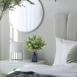 Leftover 8 PCS Faux Eucalyptus Stems in Black Glass Vase,Fake Plants Greenery Stems for Centerpiece Table Decorations,Fake Plants for Black Bathroom Decor(Sage Green)