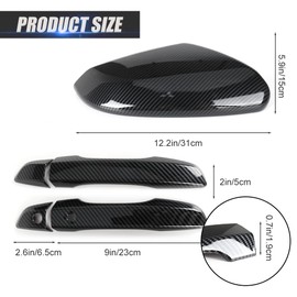 SAPUBK Side Mirror Cover Cap + Door Handle Covers Kit Compatible with 10th Honda Civic 2016 2017 2018 2019 2020 2021(Carbon Fiber)
