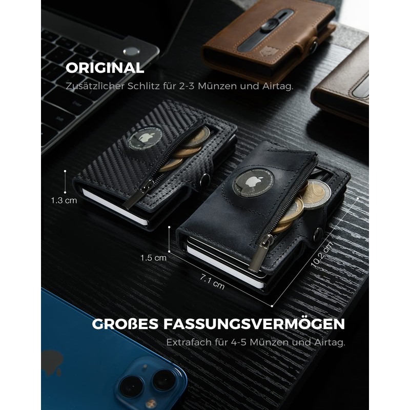DODENSHA Airtag Card Case RFID Protection Men's Wallet Pop-Up Slim