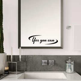 Yes You Can Words of Inspiration Decor - Yes You Can Sign Inspirational Mirror Decal - Stickers Motivational Cursive Sign Yes You Can