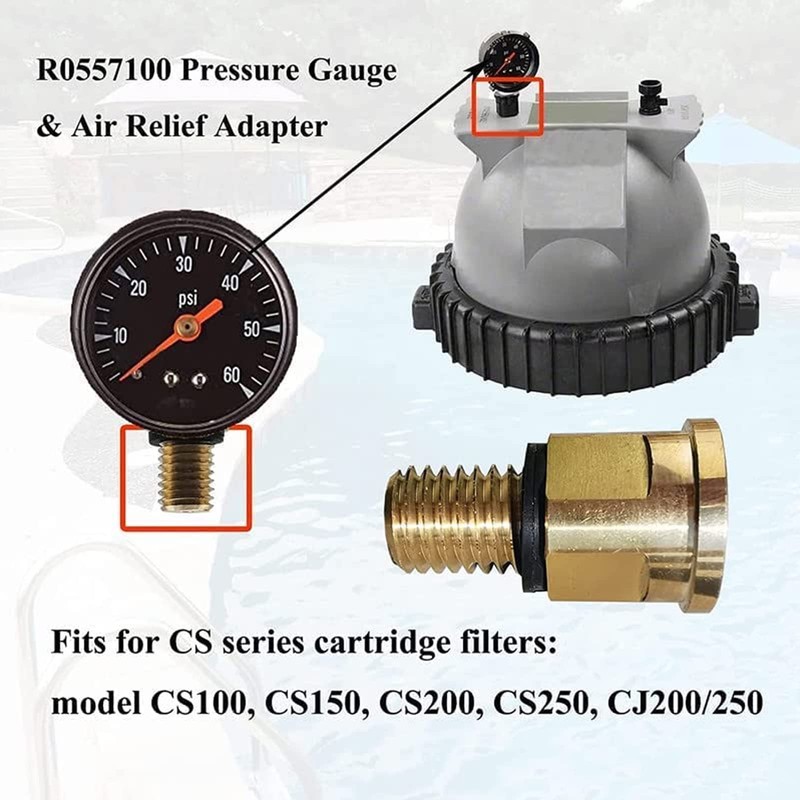 R0557100 Brass Pressure Gauge Adapter with O-Ring, Fits CS/CJ Series