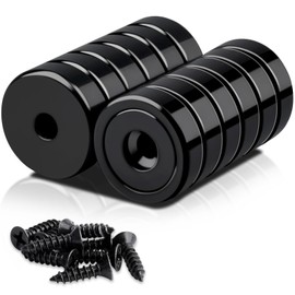 MIN CI 12Pack Black Magnets Strong 55lbs Force 25mm Neodymium Magnets Round Pot Magnets with Screws Extra Strong Magnet Rare Earth Magnets
