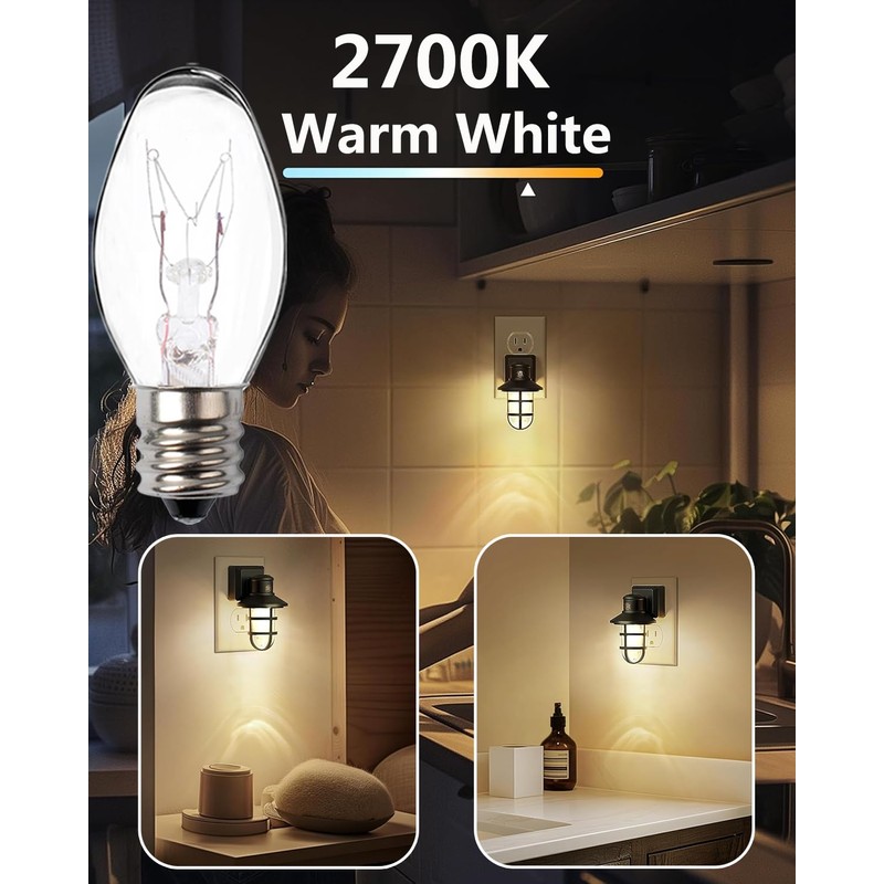 Snnalosses 7 Watt Night Light Bulb Warm White Replacement Bulbs