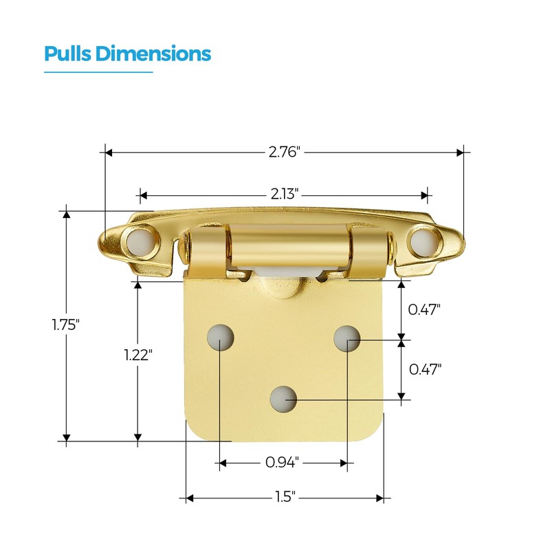 10 Pack (5 Pairs) 1/2 Inch Insert Kitchen Cabinet Hinges,