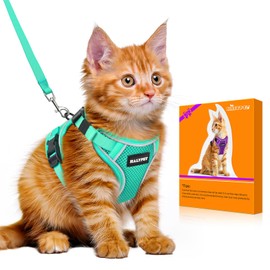 Halypet Cat Harness and Leash Set [MAX Safety 4th-Gen Upgrade] Escape Proof Adjustable Cat Leash Comfortable Soft Vest Easy to Wear Kitten Harness with Reflective Strip for Cats Walking, XS Green