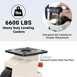 W B D WEIBIDA Industrial Grade Leveling Casters Set of 4, Heavy Duty Retractable Casters Wheels with Ratchet Arm 6600 LBS, Workbench Casters with Nylon Wheels Leveling Feet for Machine(4 Pack)
