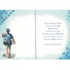 Great grandson birthday card. Boy with backpack. 8 x 5