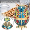 Toothpick Holder Retro Metal Peacock Egg Shape Portable Multifunctional Storage