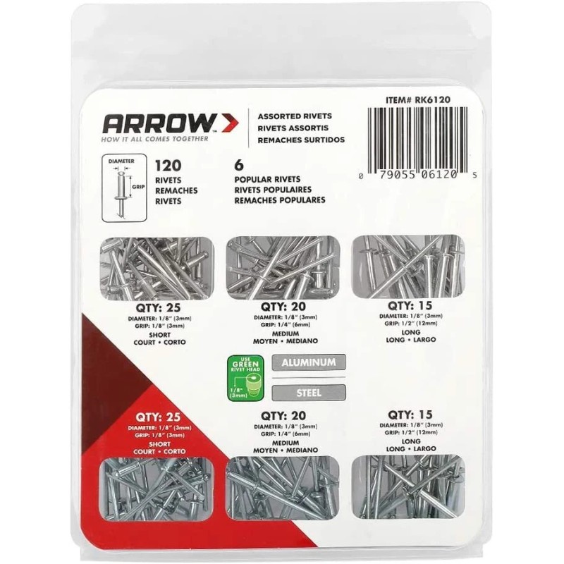 Arrow Heavy Duty Riveter Kit, Professional Pop Rivet Gun w/Assorted