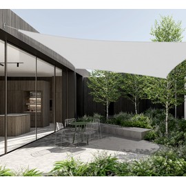 Windscreen4less 10'x10' Waterproof Sun Shade Sail Rectangle Shade Canopy Cover UV Block for Backyard Patio Deck Balcony Pergola Garden (Light Gray)