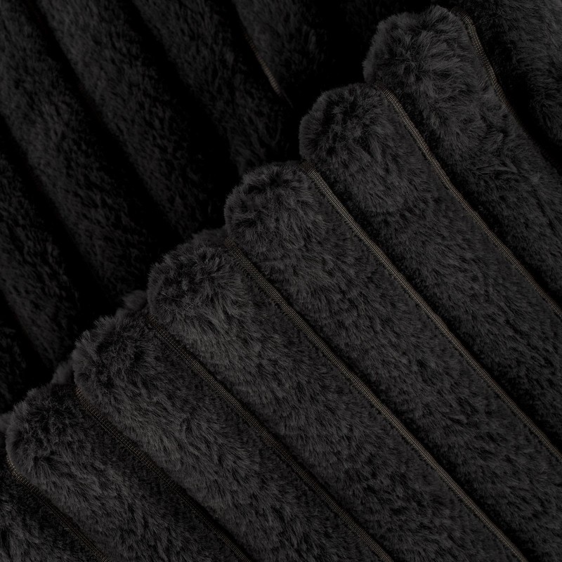 OHS Faux Fur Black Throw Blanket for Bed, Thick Soft