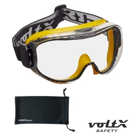 voltX DEFENDER ULTRA indirect ventilated Safety Goggles, CLEAR lens with snug fitting seal and buckle adjustable headband, CE EN166BT, EN170 Certified, Anti fog & Anti Scratch coated UV400 lens.