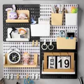 Halyuhn Self Adhesive Peg Board 2 Set, Plastic Peg Board Wall Mounted for Home and Office Storage