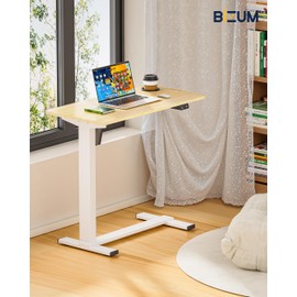 BIZUM Small Electric Standing Desk Bedside Table with Hidden Wheels 31.5 x 15.8 Inch Adjustable Computer Laptop Office Desk, Maple
