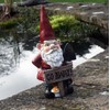 Grumps Traditional Garden Gnome with Red Hat Holding Sign Saying