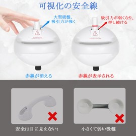 Eppinn Bath Handrail, Set of 2, Strong Large Suction Cup, Bath, Bathtub, Nursing Assistance, Visualization, Entrance Handle, Stand-up Assistance, Toilet, Bathroom, Anti-Slip, Door Handle, Handle