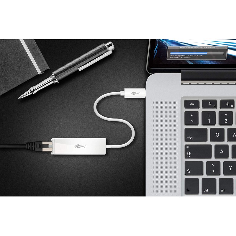 Goobay 66255 USB-C RJ45 Adapter, White