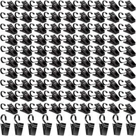 BIHRTC Pack of 100 Curtain Clips Stainless Steel Clips Strong Party Wire Light Holder Black Curtain Clips with Hooks Wide Flat for Shower Photos Light Arts Crafts Display Outdoor Indoor