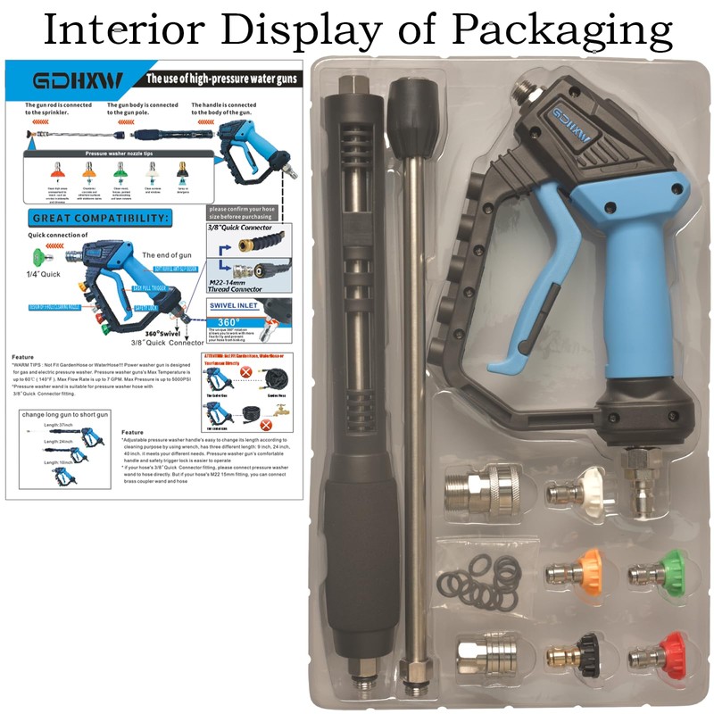 GDHXW Adjustable High Power Pressure Washer Gun with Swivel,with 2