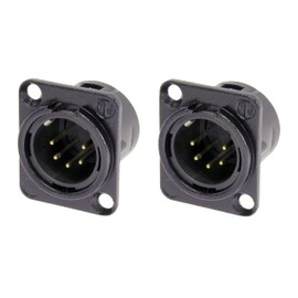 2 New Neutrik NC5MD-L-B-1 XLR 5 Pin Male DMX Lighting Panel Jack Black/Gold