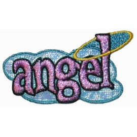 Angel Name Tag Badge Patch Girls Heaven Saying Sign Embroidered Iron On Applique