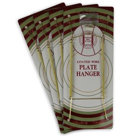 Brass Vinyl Coated Plate Hangers - 10 to 14 Inch - Set of 4 Pcs - Clear Vinyl Sleeves - Hook and Nail Included - Pack of 4 - Plate Hangers for The Wall