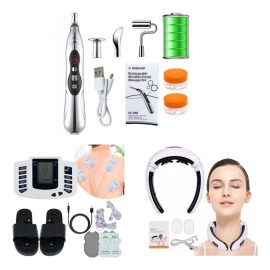 Kit Electroestimulador 4 Parches Cuello Cervical Acupuntura