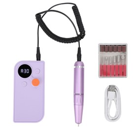 Electric Nail Drill 30000RPM Portable File Polishing Tool Manicure Pedicure Kit for Home Salon Purple