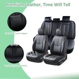 HOMOSTARRY Car Seat Covers, Nappa Leather Car Seat Covers, Waterproof Automotive Seat Covers with Airbag Compatible, Universal Car Seat Protector Fit for Most SUV Sedans Trucks (Black, Full)