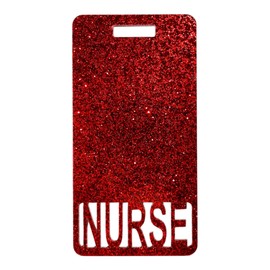 Glitter Acrylic Nurse Badge Buddy, Vertical ID Card Holder, 2.25 x 4.35 inches, Multiple Colors (Red Glitter)