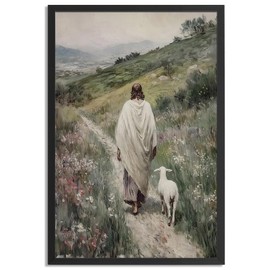 Póster de pintura de Jesús con marco negro para decoración de pared de iglesia, arte cristiano, lona para colgar en casa, sala de estar, recámara, oficina