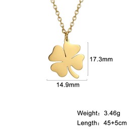 Four Leaf Clover Pendant Necklace Saint Patrick's Day Necklaces Heart-Shaped Clover Charm Irish Good Luck Amulet Stainless Steel Jewellery Gifts for Women Girls (Gold)