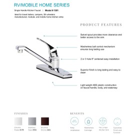 Laguna Brass 1301CP RV Mobile Home Non-Metallic Swivel Kitchen Sink Faucet Chrome Finish