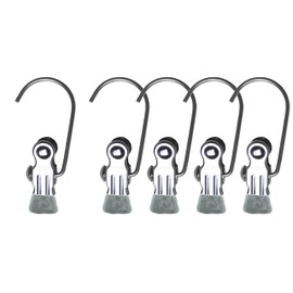 Mawa by Reston Lloyd Accessory Portable Non-Slip Semi Round Single Hook Hanging Clothes Pins/Clips for Laundry or Travel, Style K/1, Set of 5, Silver