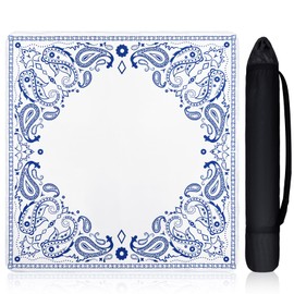 Sonwyoung Mini Mahjong Mat for Travel Set 22x22 Inch Paisley Floral Majiang Mat Cute Colorful Mahjong Accessories for Gifts Domino & Tile Table Game(Blue)